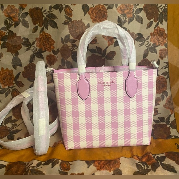 NEW- Kate Spade ♠️ Bleeker Gingham Printed PVC Handbag/Crossbody Medium Size - Picture 1 of 7